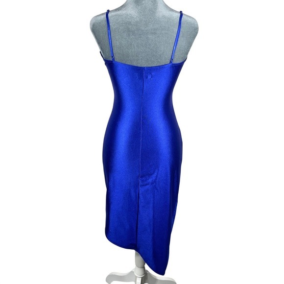 Fairy Grunge Y2k Asymmetric Faux Wrap Prom Cocktail Dress Juniors S Blue Shimmer - Picture 2 of 15